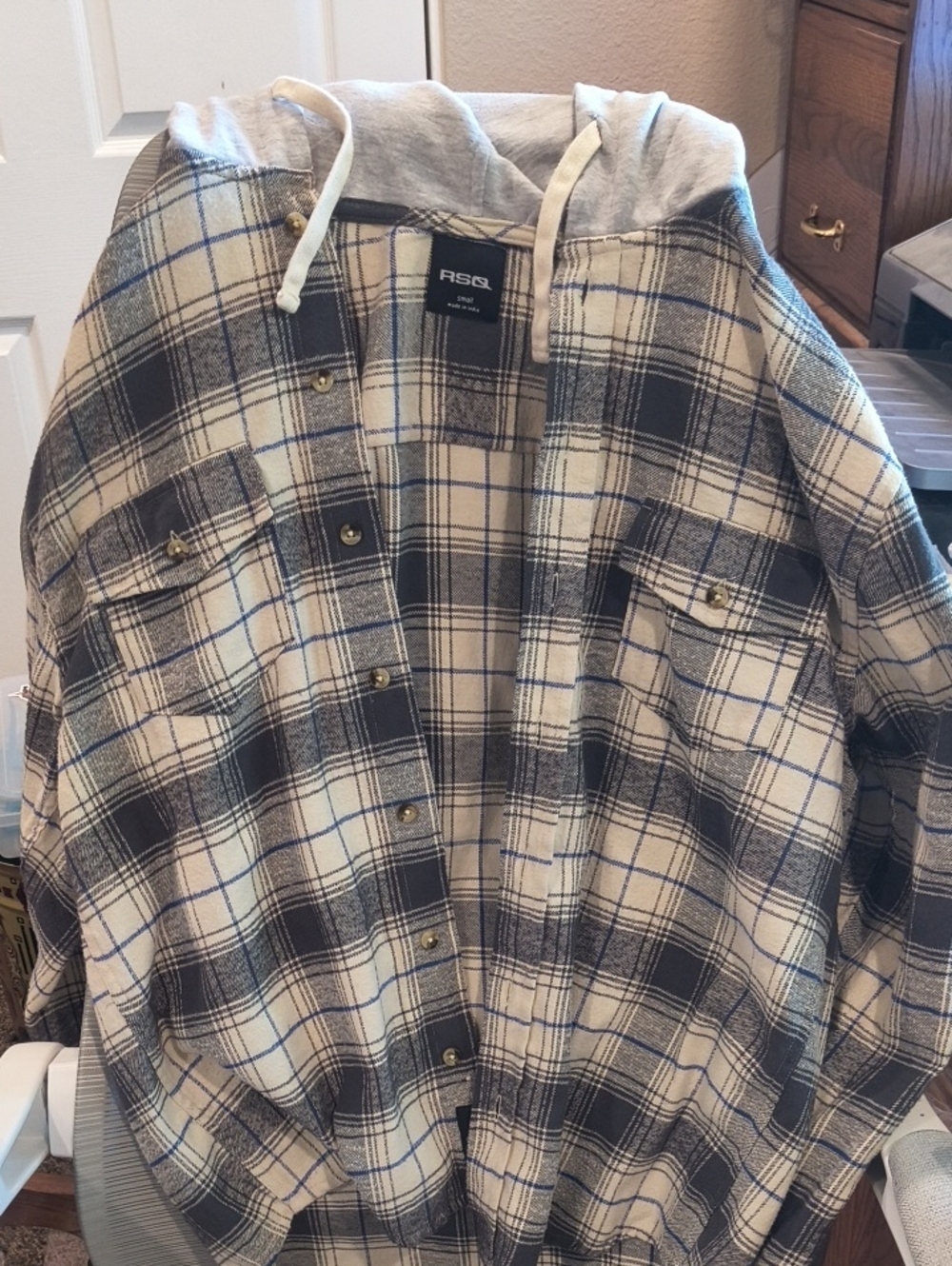Vintage 90s Grunge Hooded  Flannel Size Small